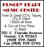 Information on Hungry Heart Music Center (no link)